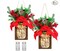 2 Pieces Christmas Mason Jar Wall Decor, Handmade Rustic Wall Sconces with Remote Control LED Fairy Lights and Red Berry Flowers, Hanging Mason Jar for Xmas Farmhouse Wall Home Decor